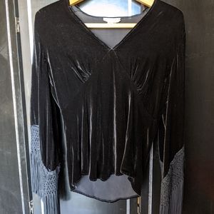 Gypsy Moon Silk Velvet Lace Gypset Boho Top NWOT